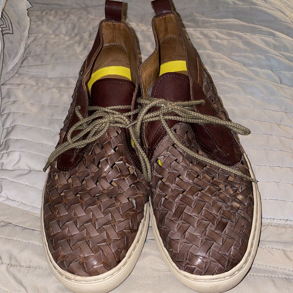 Woven leather high tops sneakers these are Donald j pliner size 10.5 bottega